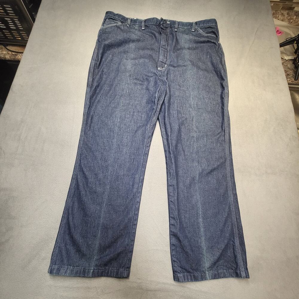 Vintage 70s Wrangler Jeans Mens 44x28 Blue Relaxed Straight Leg USA Made